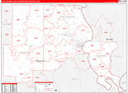 Cape Girardeau Metro Area Wall Map Red Line Style